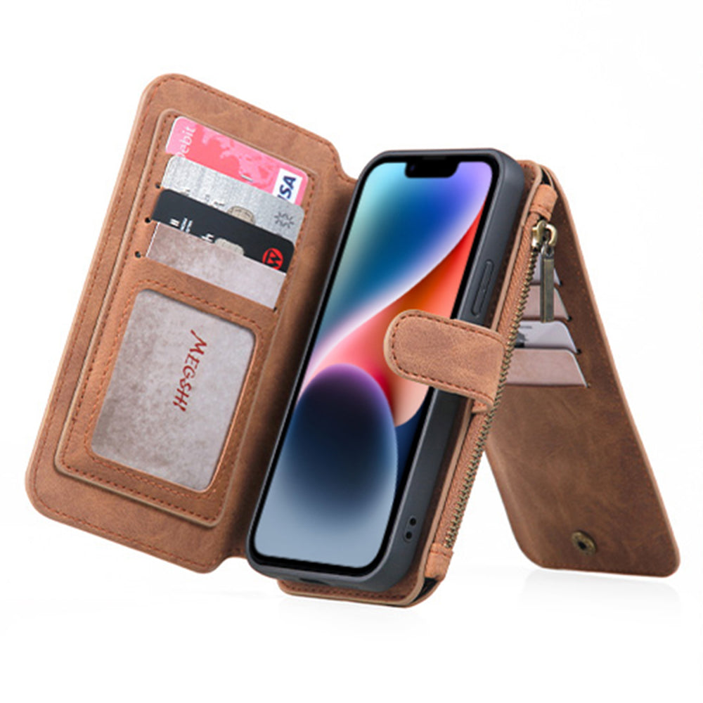 MEGSHI 007 Series for iPhone 14 TPU PC Phone Case Detachable PU Leather Wallet Phone Shell MEGSHI 007 Series for iPhone 14 TPU PC Phone Case Detachable PU Leather Wallet Phone Shell